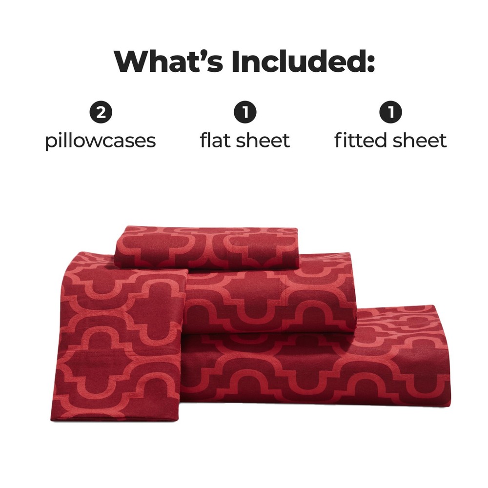 Flannel Cotton Trellis Deep Pocket Bed Sheet Set