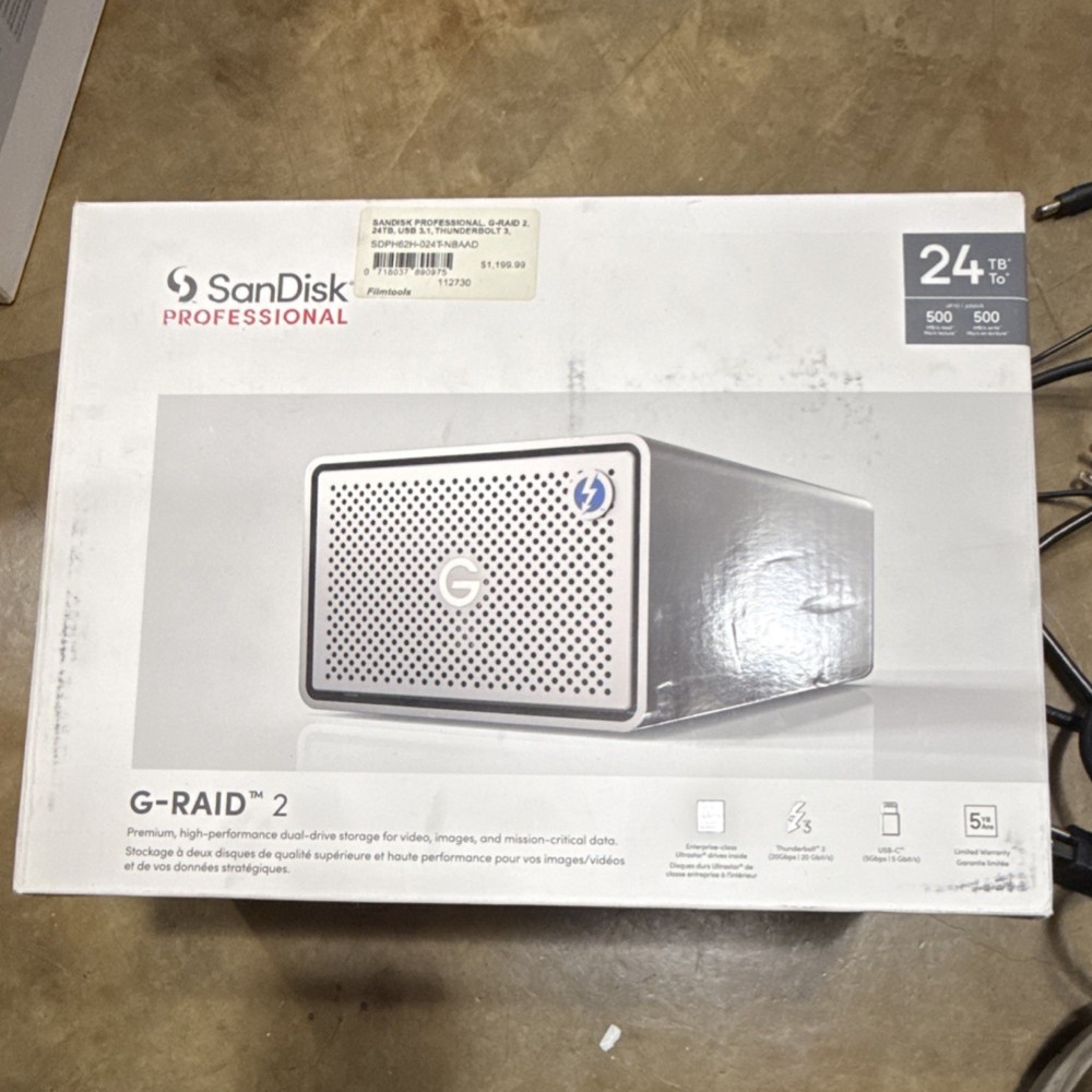 SanDisk Professional G-RAID 2 24TB Desktop External HDD Silver Thunderbolt 3