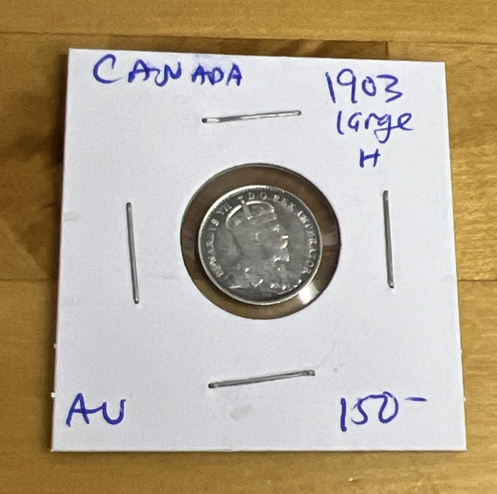 1903-Large H Canada 5 Cent Silver .925 Silver
