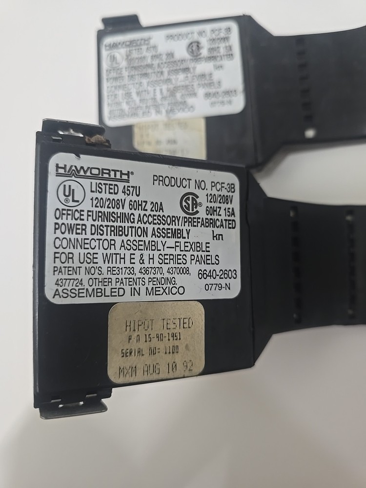 (2) HAWORTH PCSS-3B Electrical Cable Wire Connector Cubical Panel 6640-4802 8"
