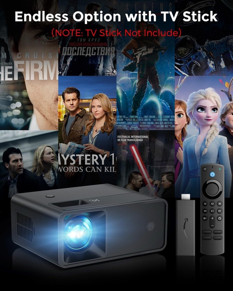 Versatile Mini Projector with 8000 Lumen Brightness & Multi-Device Compatibility