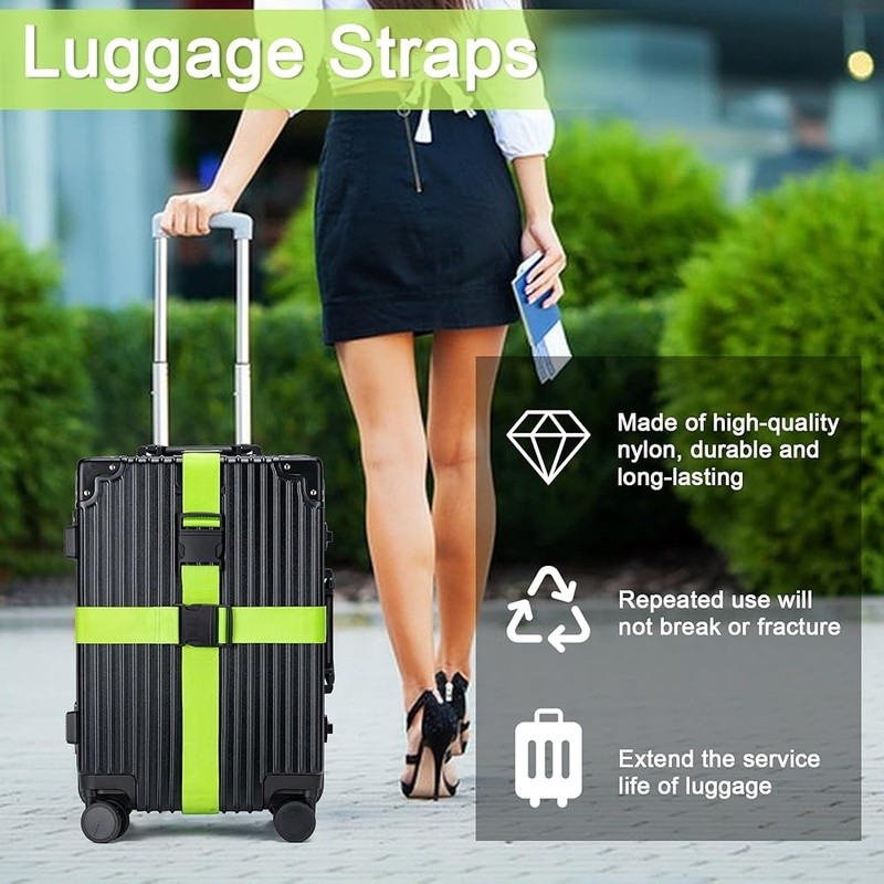 Durable Luggage Straps Travel Essentials Adjustable Baggage Security 4 PCS Set