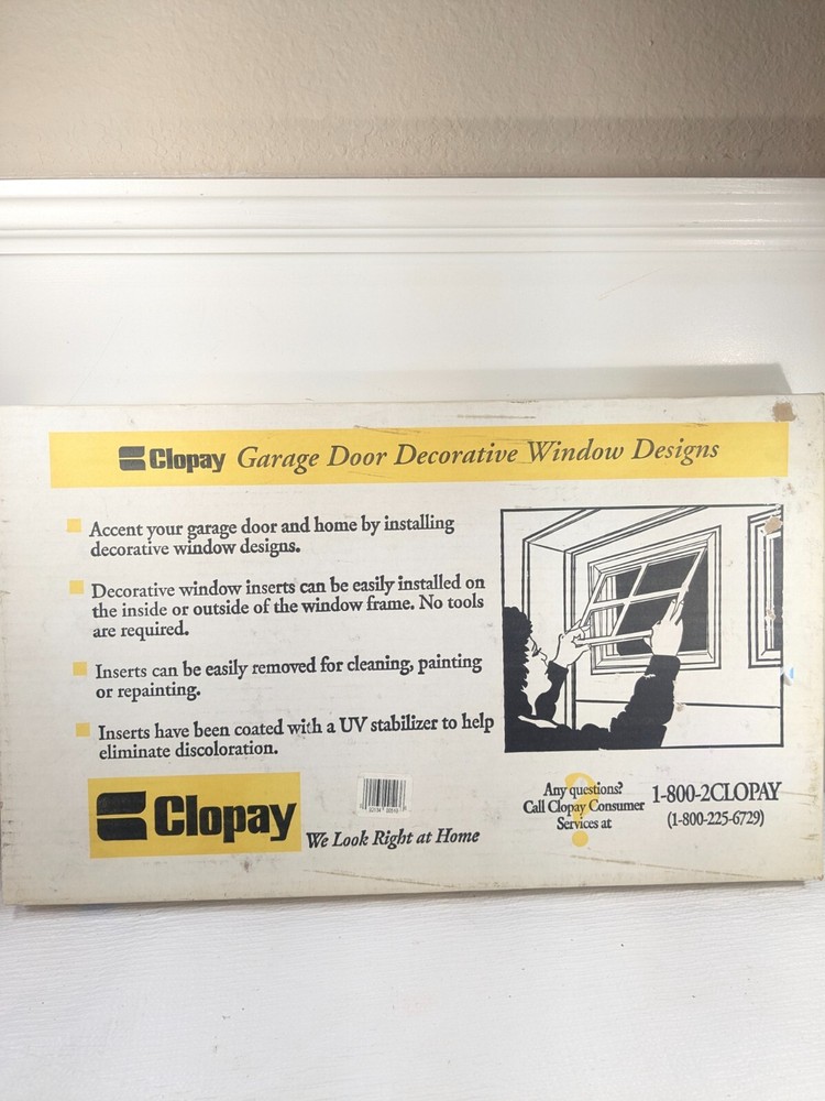 NEW CLOPAY Garage Door Decorative Window Design panel WHITE SUNSET 503 inserts