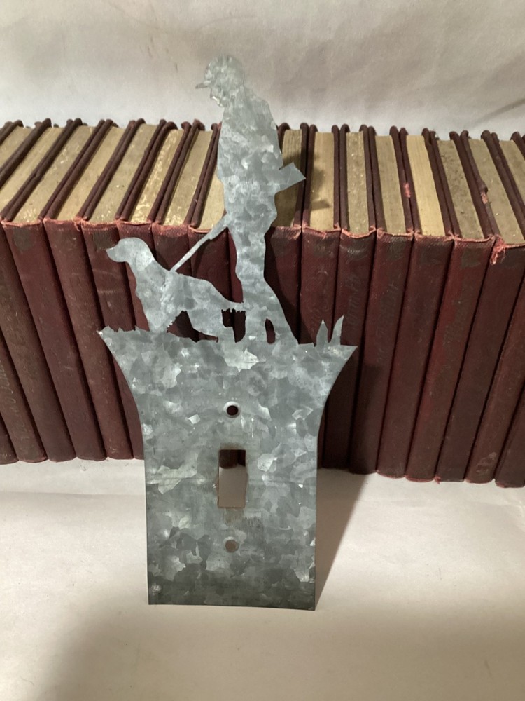 METAL LIGHT SWITCH WALL PLATE Hunter with Dog