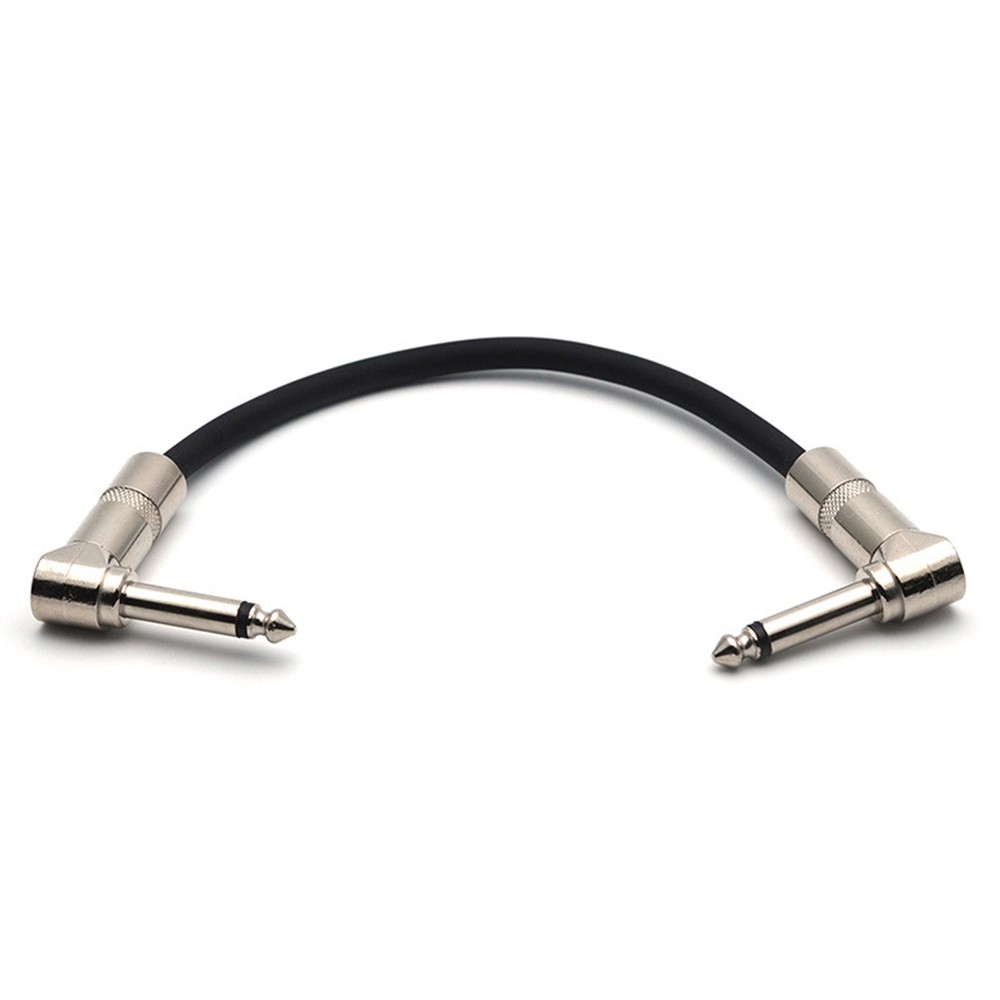 30cm Guitar Effect Pedal Instrument Patch Cable 1/4" Silver Right-angle Plug
