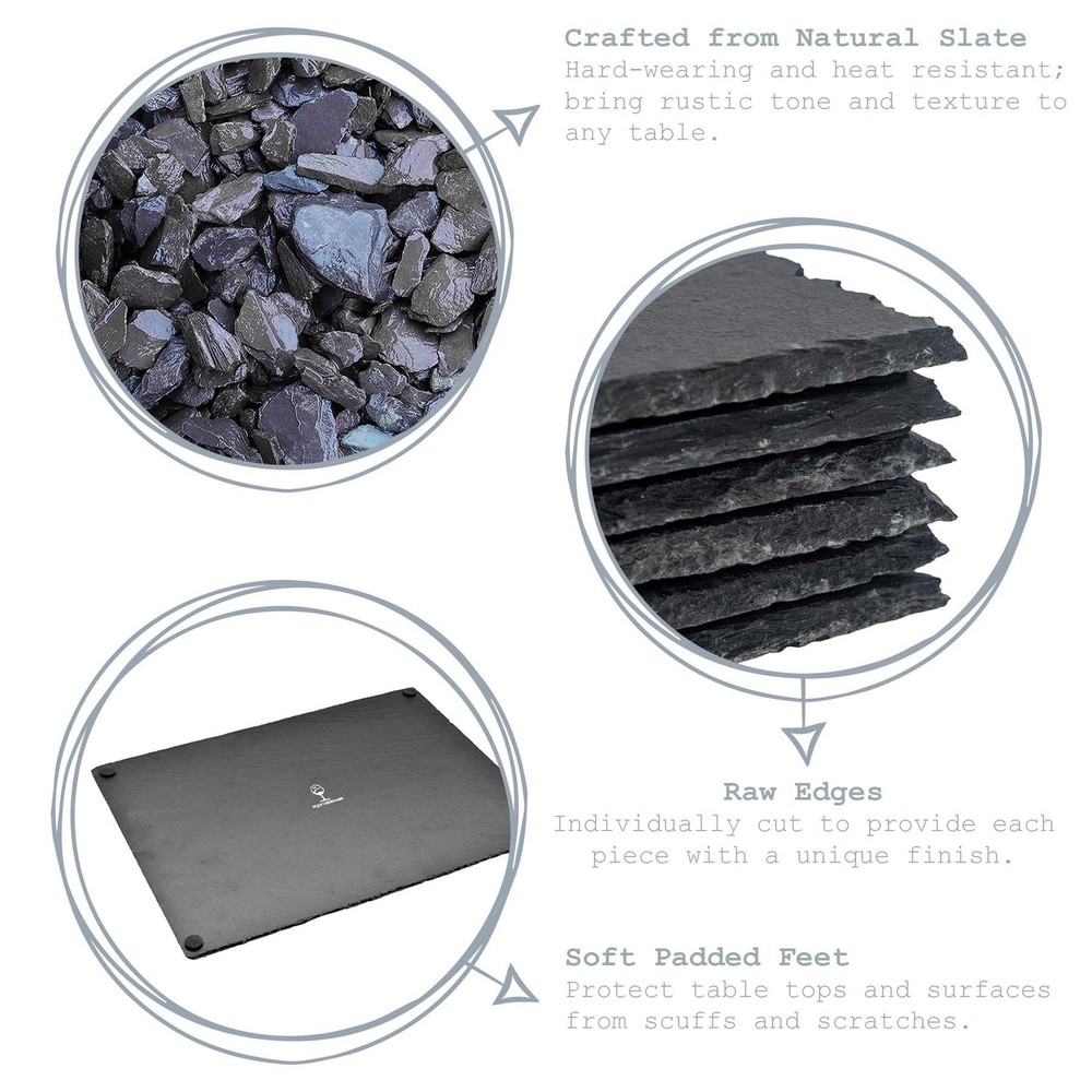 12 Piece Square Slate Placemats & Coasters Set