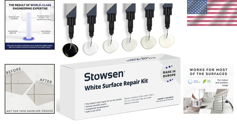 Ultimate Tile and Countertop Repair Kit - 20 Chip Fixing Solution with Light