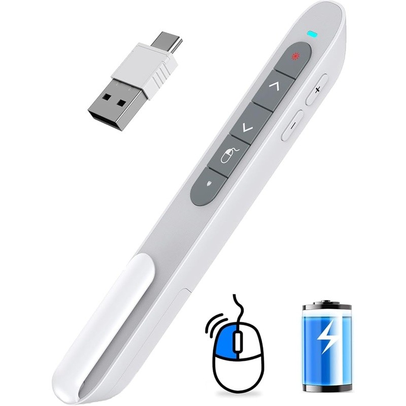 2-in-1 Wireless Presentation Clicker Air Mouse USB Receiver Remote Control