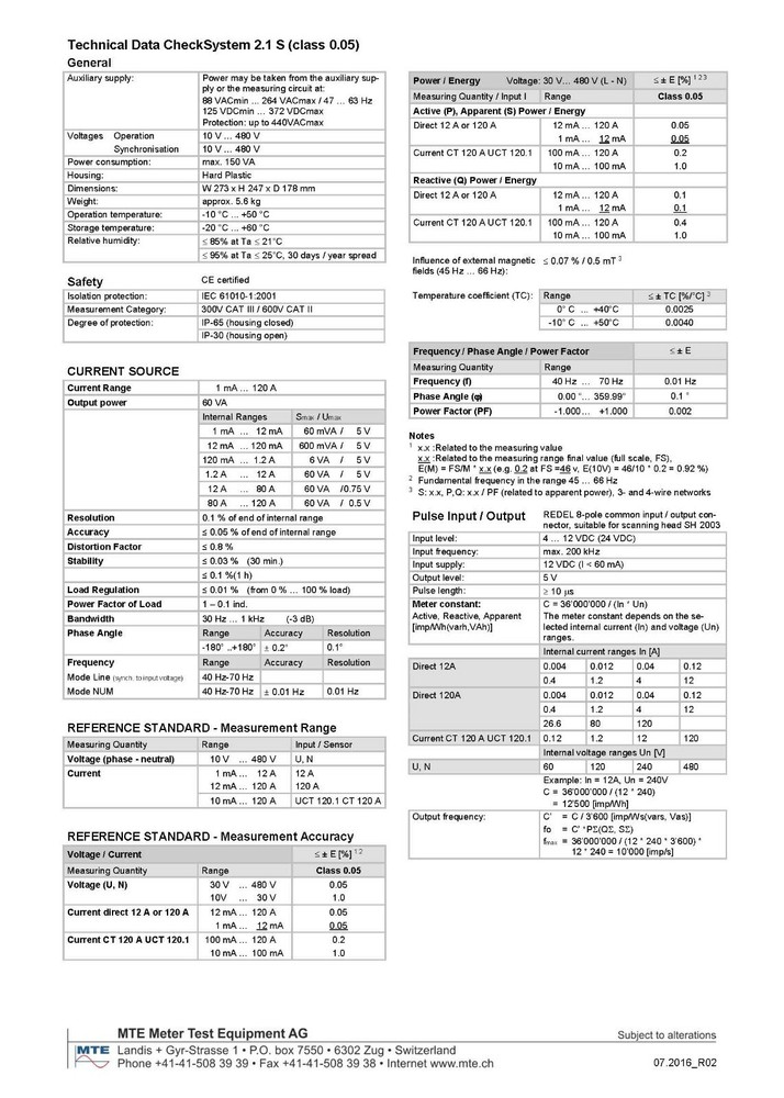 MTE -CheckSystem 2.1 S Single-Phase Test System with Reference Standard