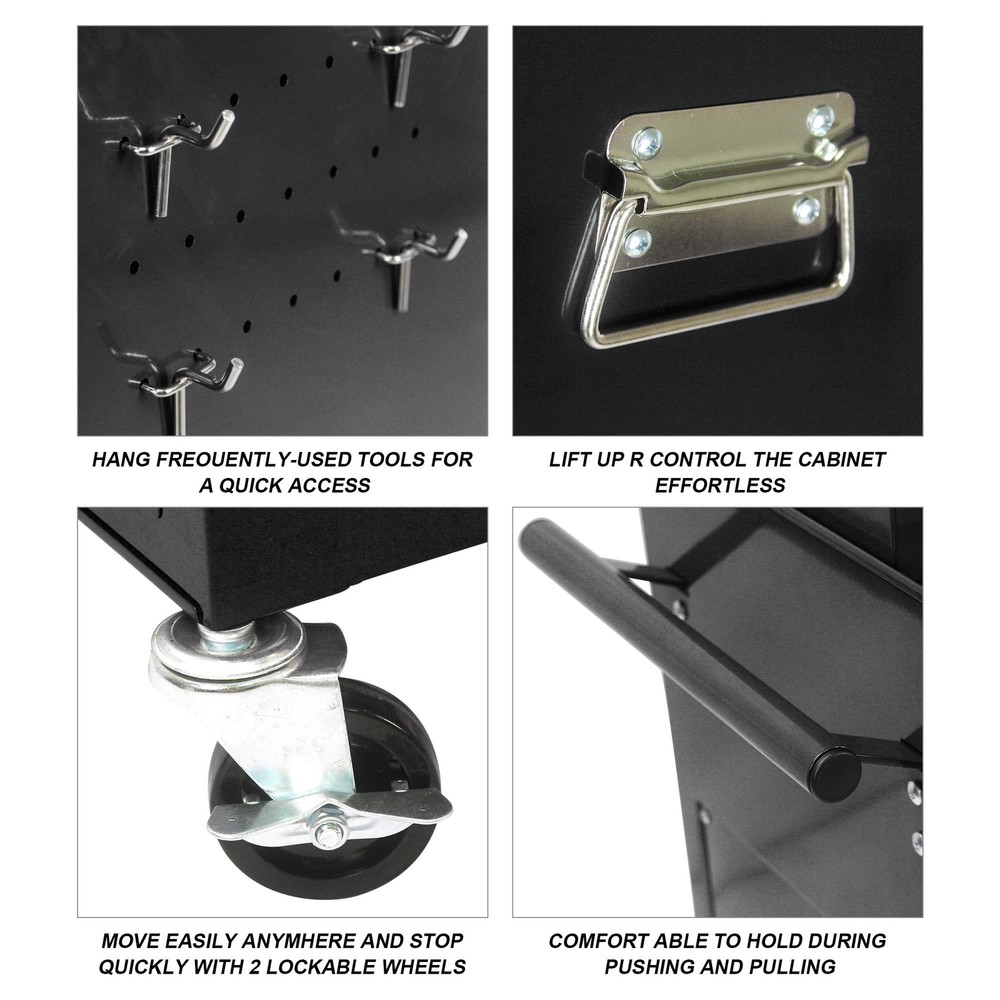 High Capacity 6-Drawer Rolling Tool Chest with Wheels - Durable Black Storage