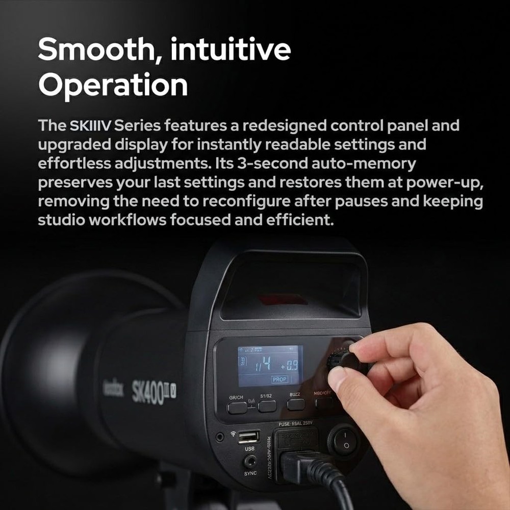 Godox SK400III-V(New Upgrade) Studio Flash Strobe 400Ws Flash with Control Panel