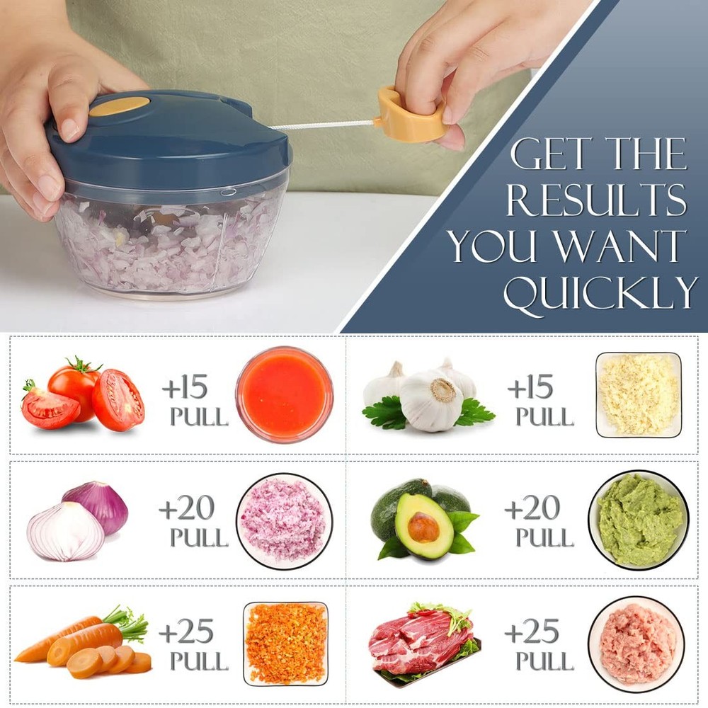 Ourokhome Manual Food Processor Vegetable Chopper Portable Hand Pull String Garl