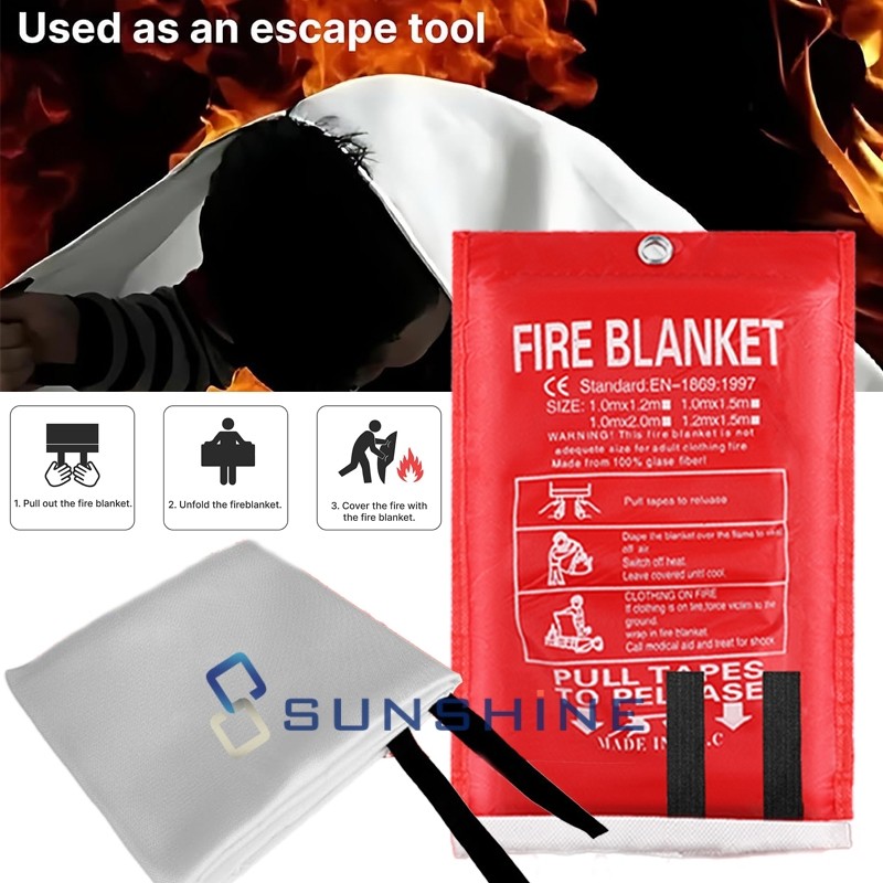 Prepared Large Emergency Fire Blanket Fire Suppression Blanket 1m² Safty Cover