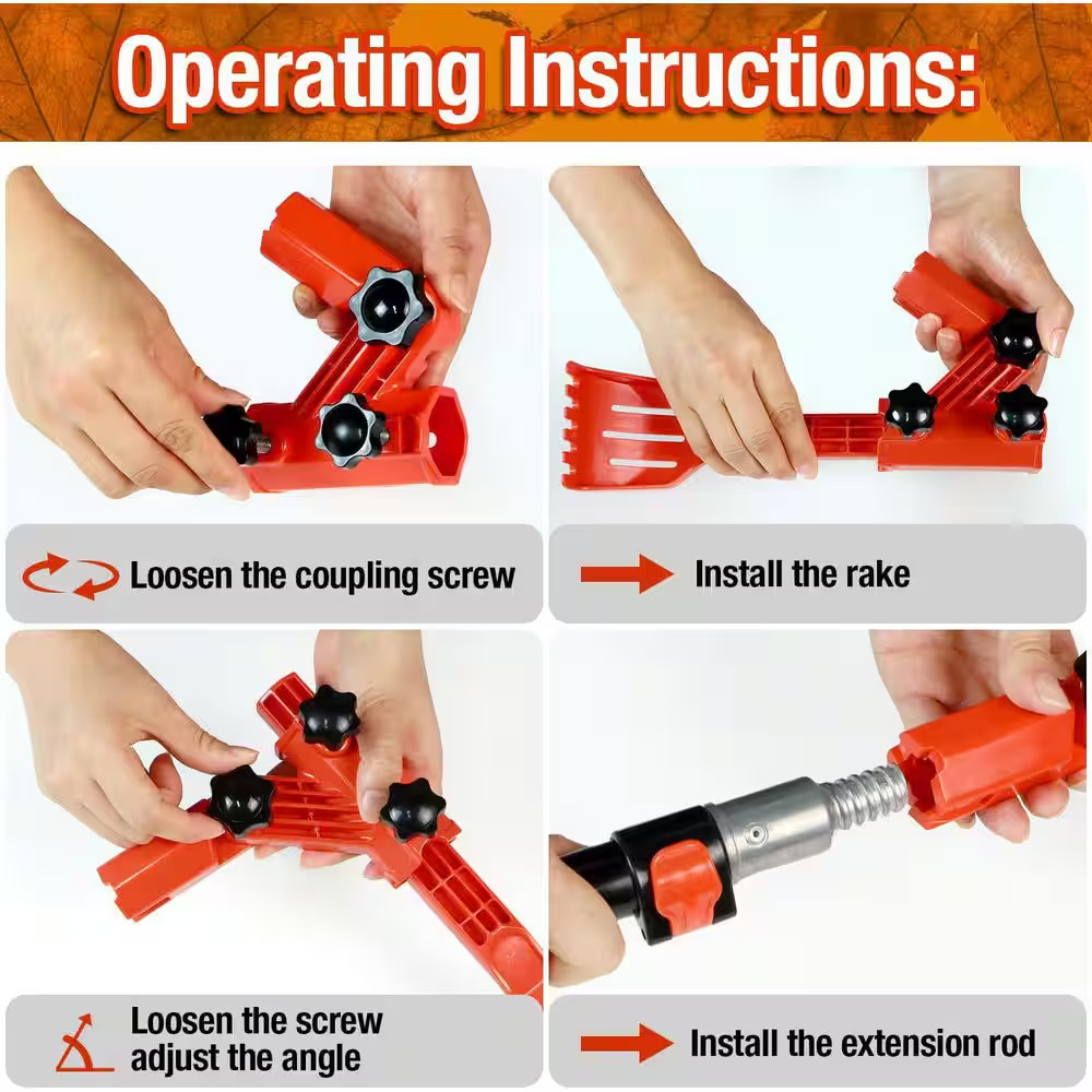 Multi-Angle ABS Handle Gutter Rake Scoop Cleaning Tool Head for Leaf and Debris