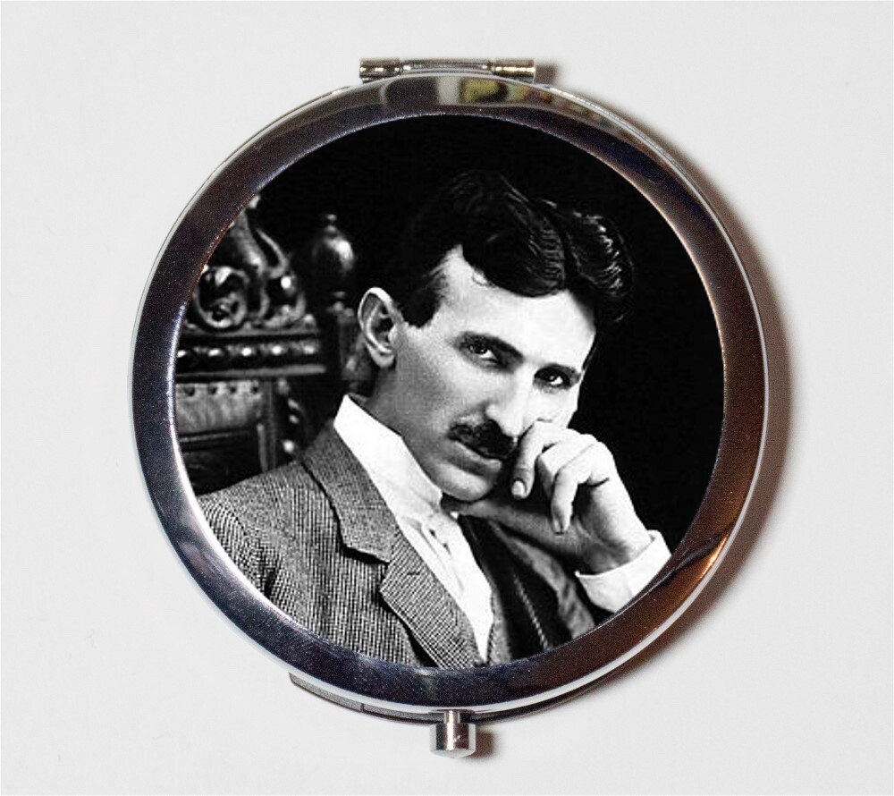 Tesla Portrait Inventor Compact Mirror Make Up Pocket Mirror Cosmetic