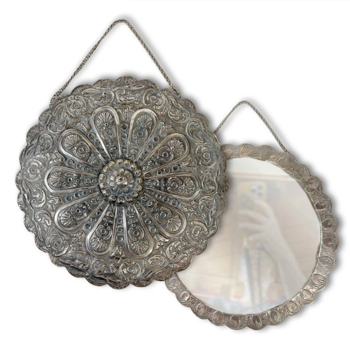 Turkish Repousse 900 Silver wall mirror 10.25"
