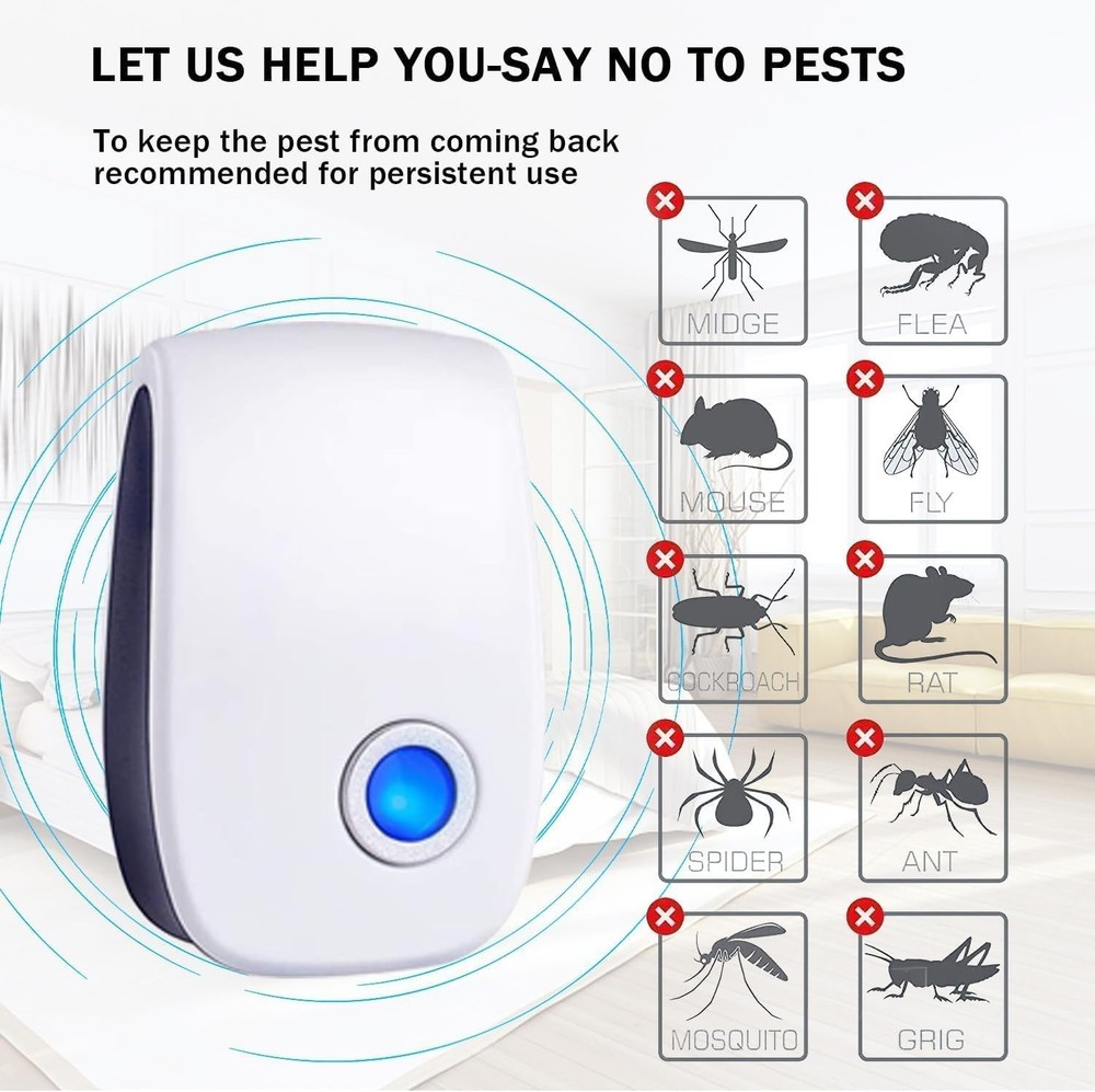 Intelligent Ultrasonic Pest Control Plug-In - 6 Pack with Nightlight Feature