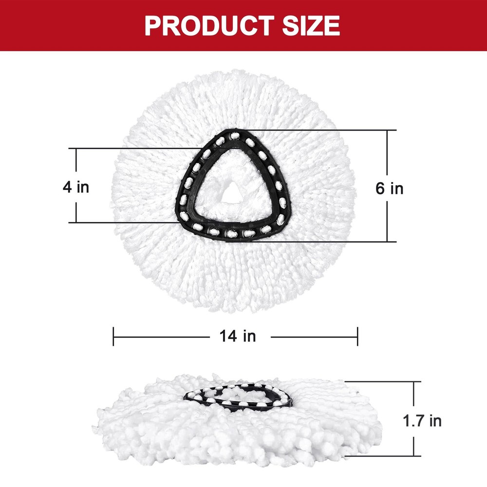 6 Pack Mop Replacement Heads for Spin Mop, Microfiber Spin Mop Refills, Easy ...