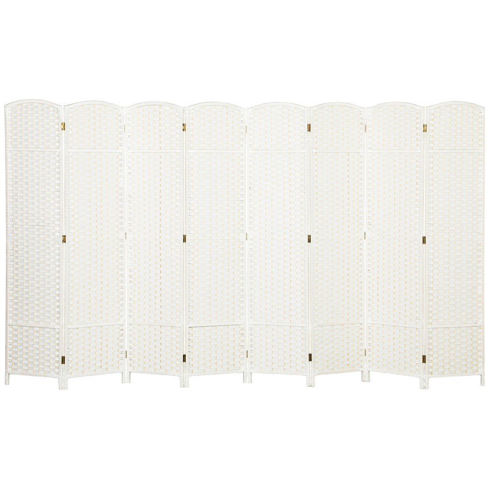8 Panel Room Divider Freestanding Folding Privacy Screen White