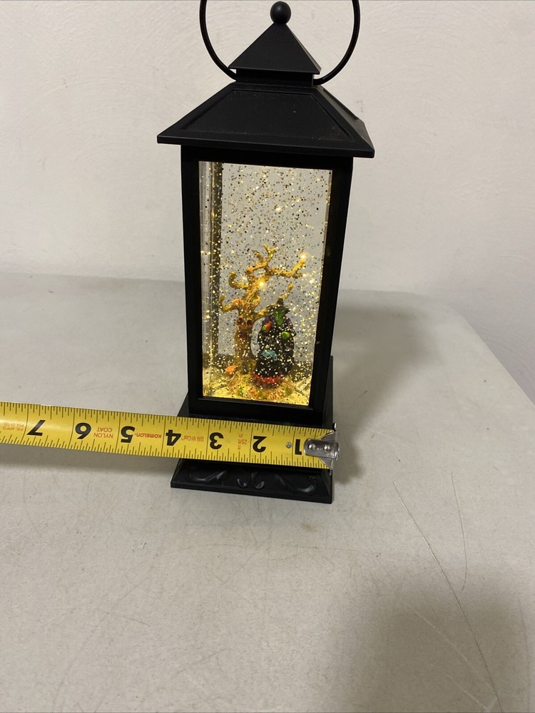 Halloween Snow Globe Lantern with Timer Water Lighted Witch With Cauldron WORKS