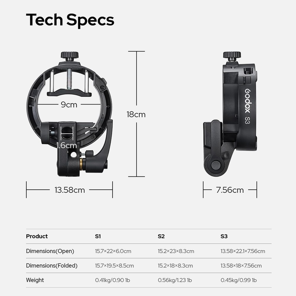 GODOX S3 Speedlite Bracket, 𝐆𝐨𝐝𝐨𝐱 𝐒𝟐 𝐔𝐩𝐠𝐫𝐚𝐝𝐞, Adjustment Angle±...