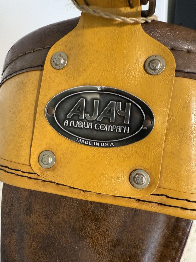 AJAY Brown Leather Golf Bag Shoulder Strap, Zip Pocket