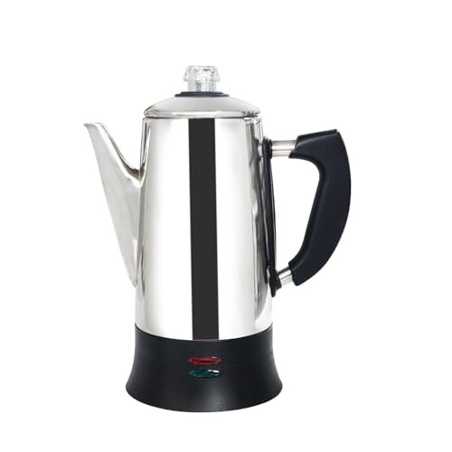 Percolator Coffee Pot Electric Maker with Cool Touch Handle, Clear Brew