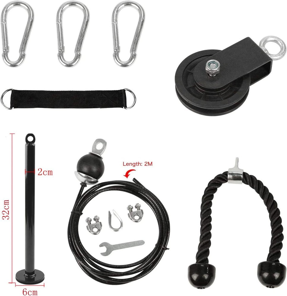 LFJ LAT Pull Down and Lift Weight Pulley System Cable Machine Black