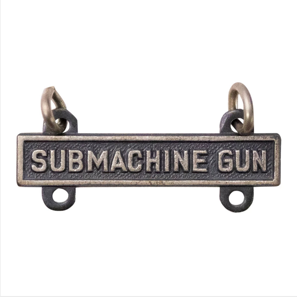 GENUINE U.S. ARMY QUALIFICATION BAR: SUBMACHINE GUN - SILVER OXIDIZED FINISH