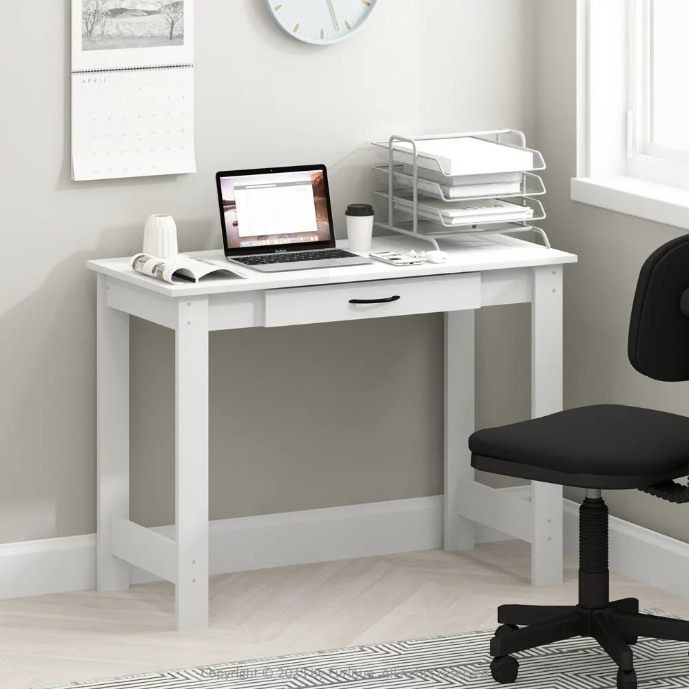 COMPUTER DESK with Drawer Home Dorms Compact White/Black