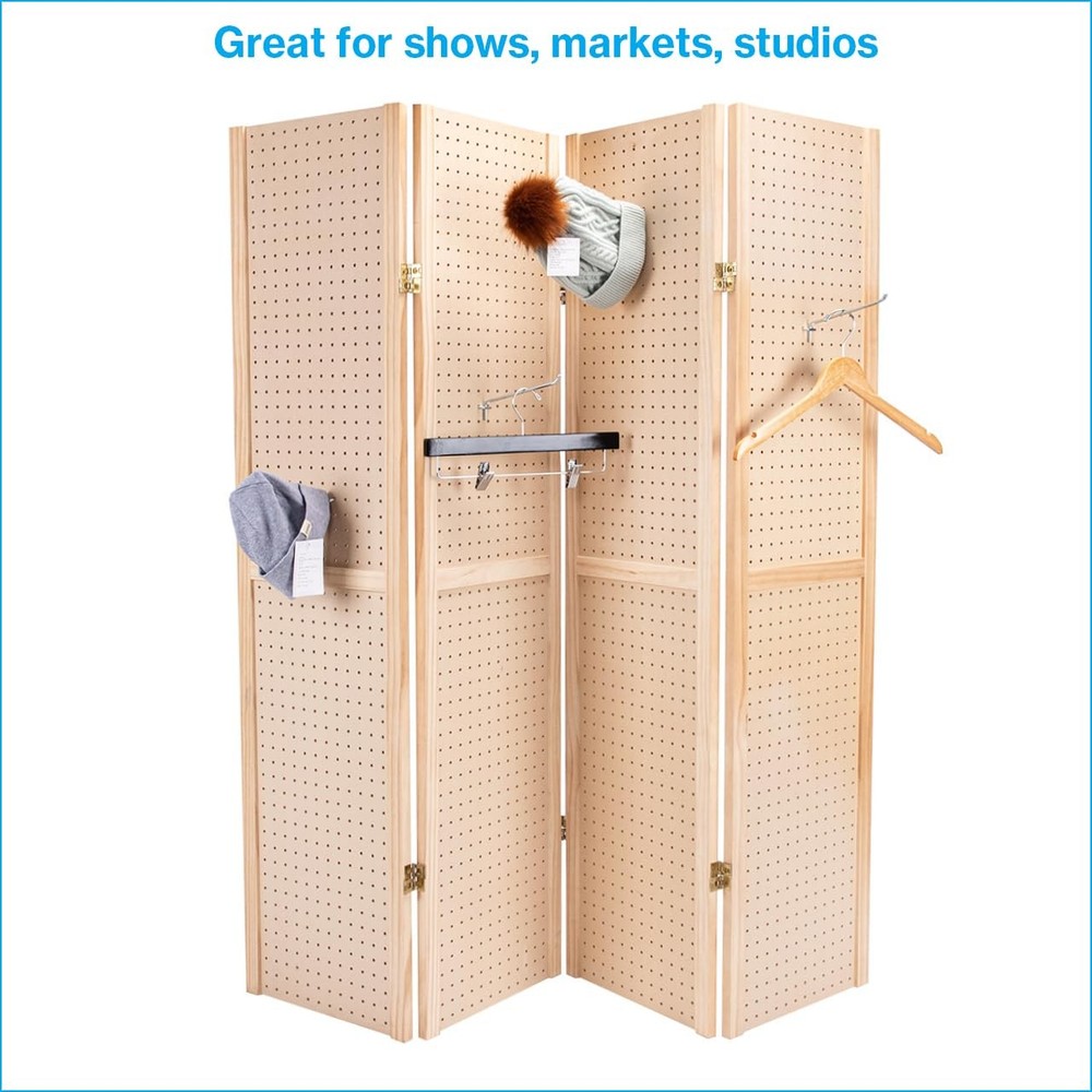 5 Foot 4-Panel Folding Pegboard Stand for Crafting - Versatile Pegboard Displ...