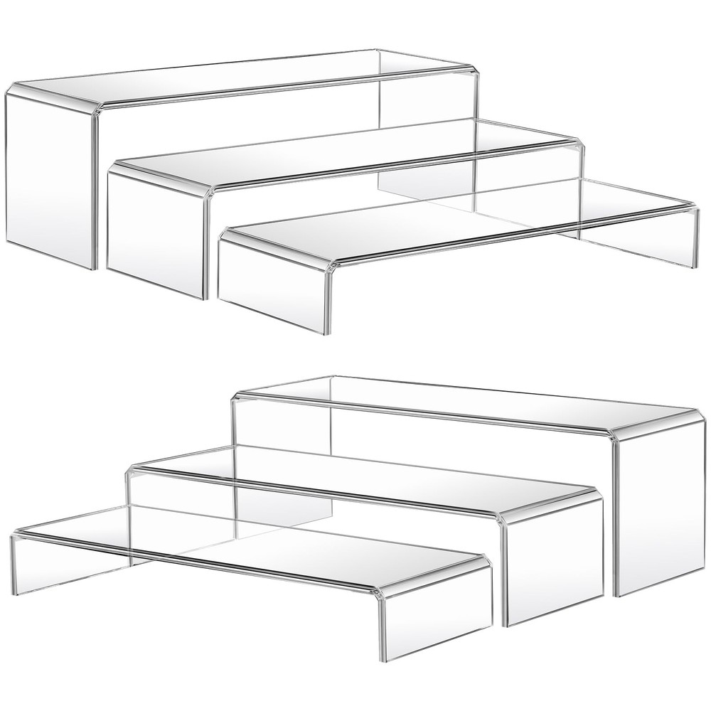 Acrylic Risers 6 Pcs, Clear Risers Display Stand, Plastic Display Risers, Tra...