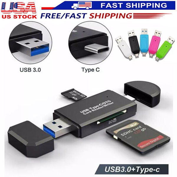 Card Reader USB 3.0 Type C Micro SD TF OTG Smart Memory Adapter Laptop Computer