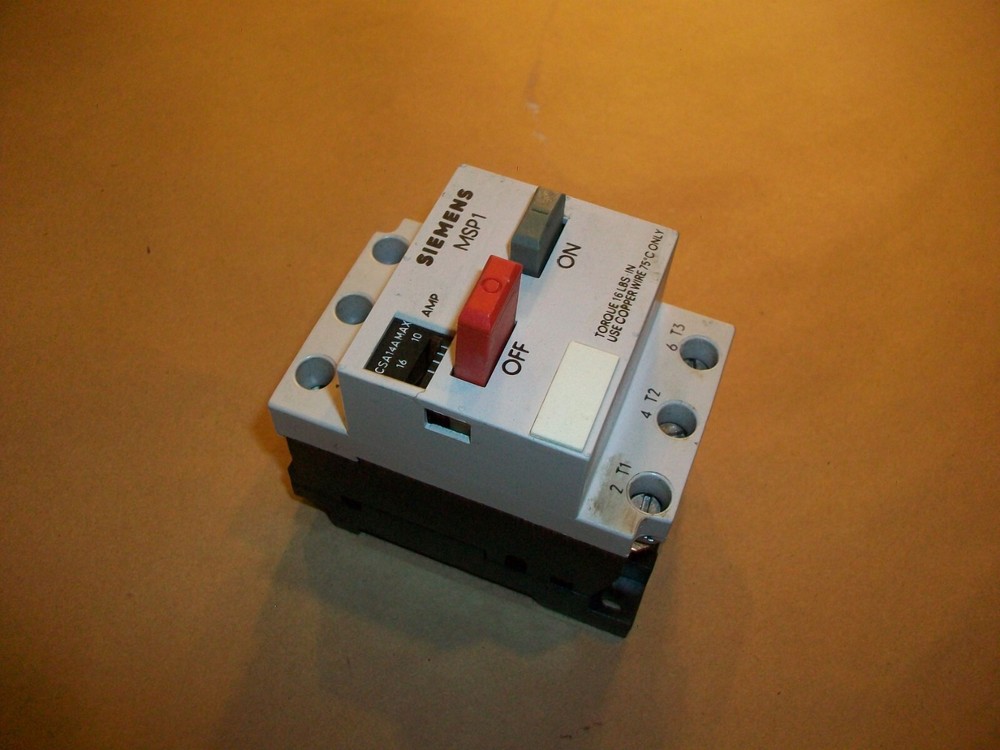 SIEMENS MSP10Q MOTOR STARTER PROTECTOR ADJUSTABLE AMP RANGE 10-16 USED