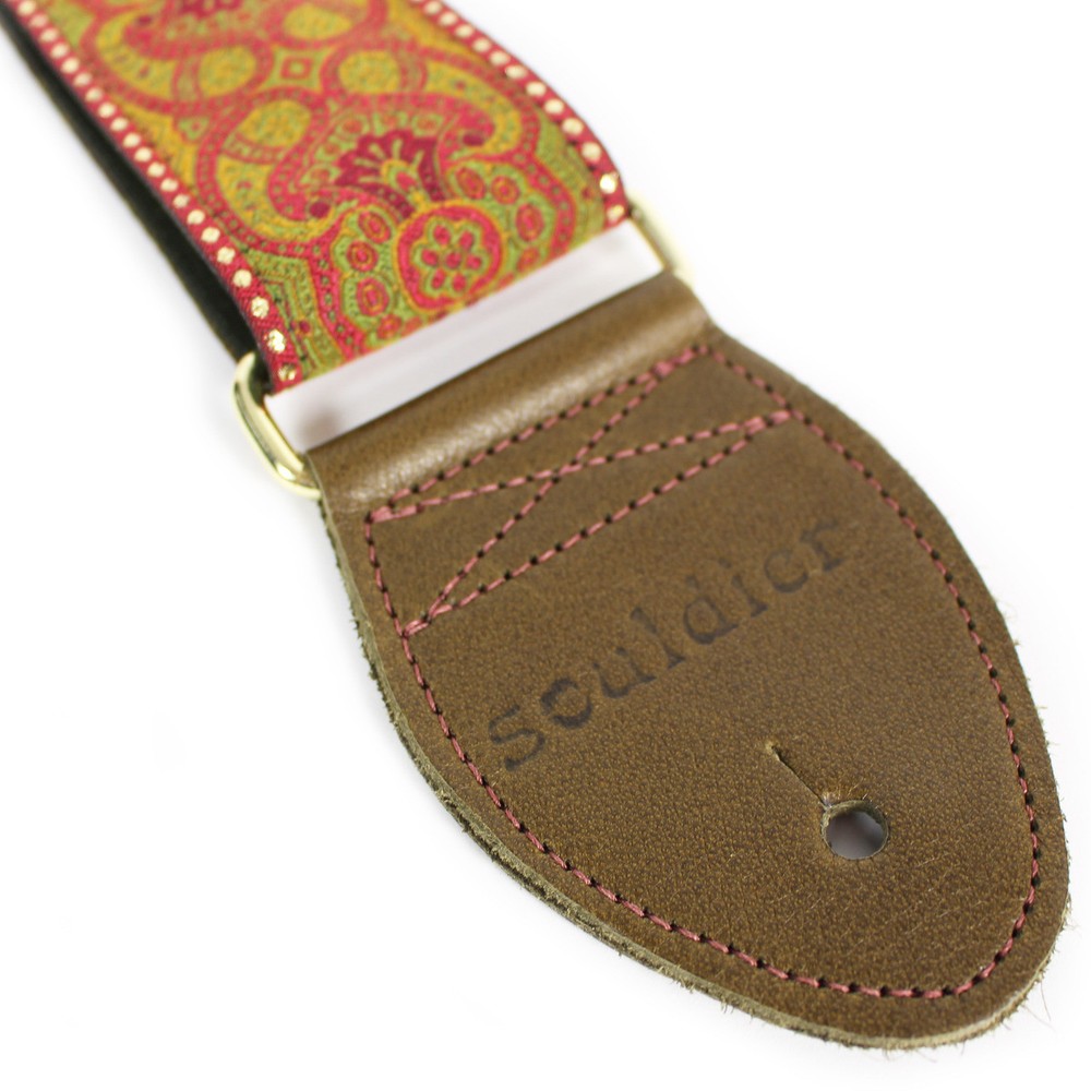 Souldier "Arabesque" Red Pattern 2" Guitar Strap with Olive Ends
