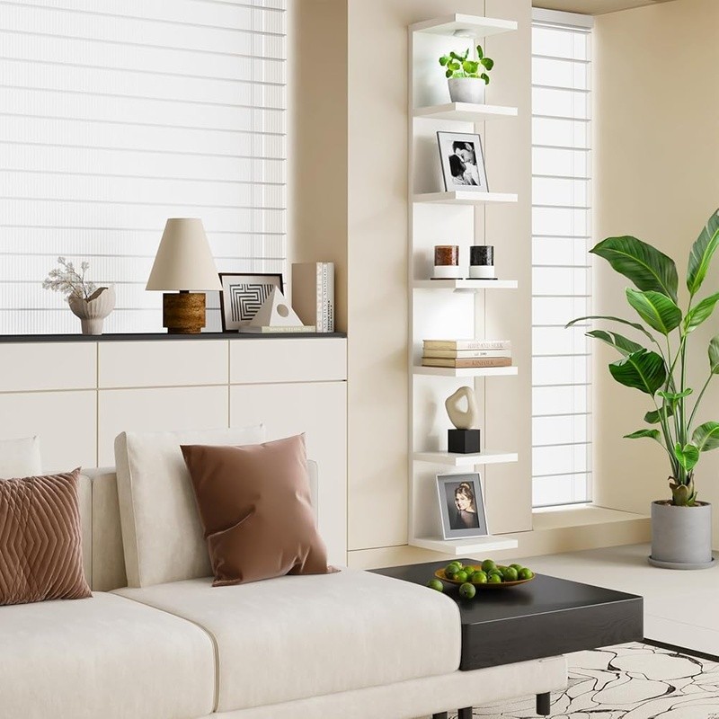 Multi-Tier Floating Shelf W/ LED Lights Space Saving Display Home Decor New