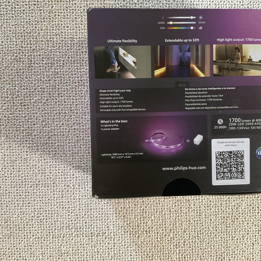 Phillips Hue Light Strip Plus 80” And Power Adapter L4B
