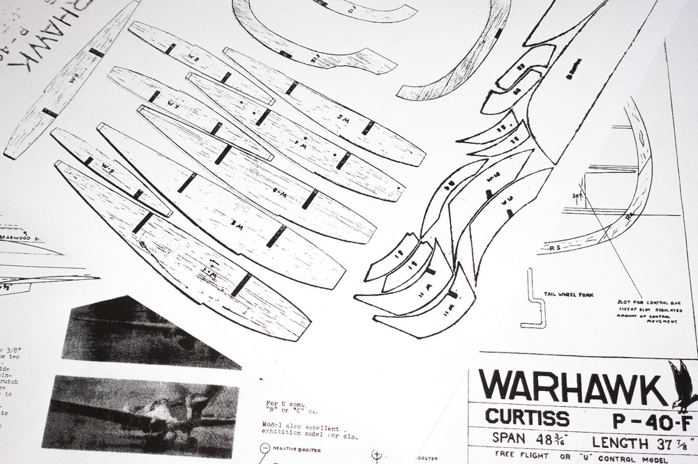 P-40F WARHAWK Plan & Patterns for Miniature Aircraft's 48in FF UC Model Airplane
