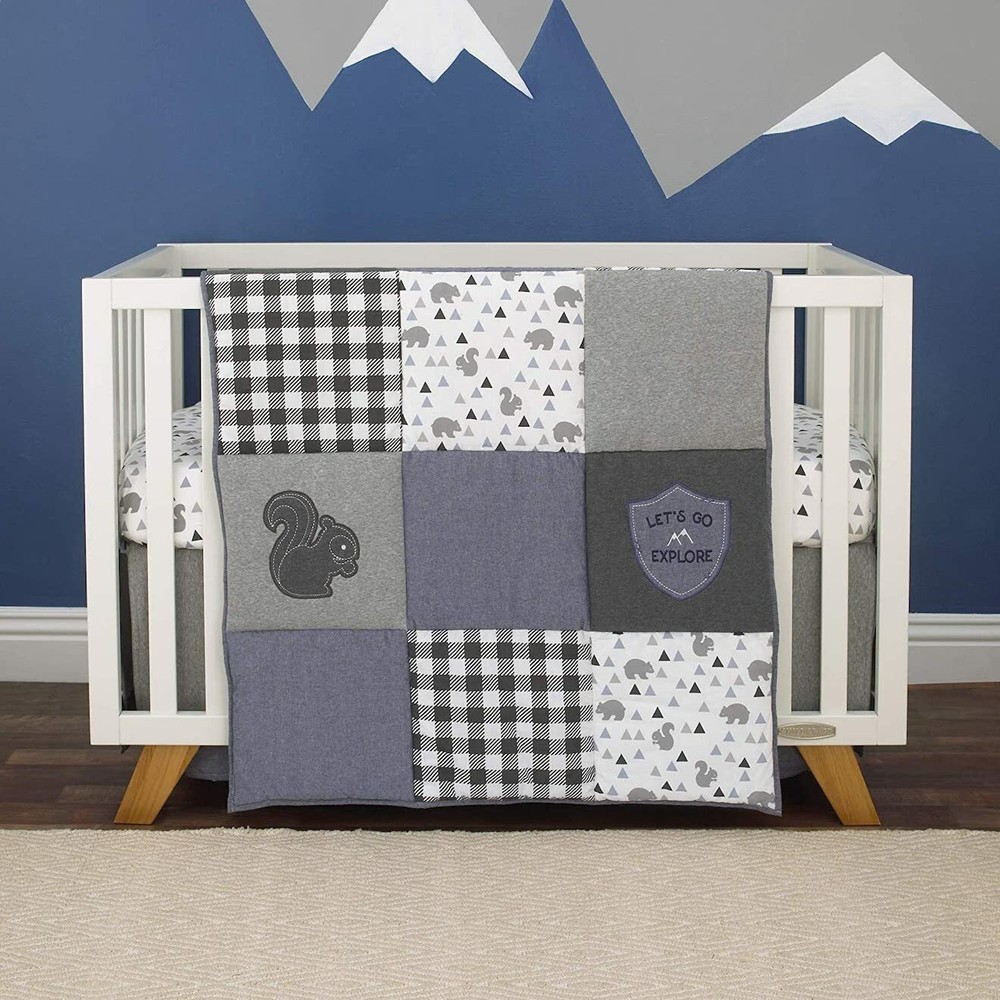 Mountain Patchwork 6pc. (w/Mobile) Crib Bedding Set Bedding by NoJo
