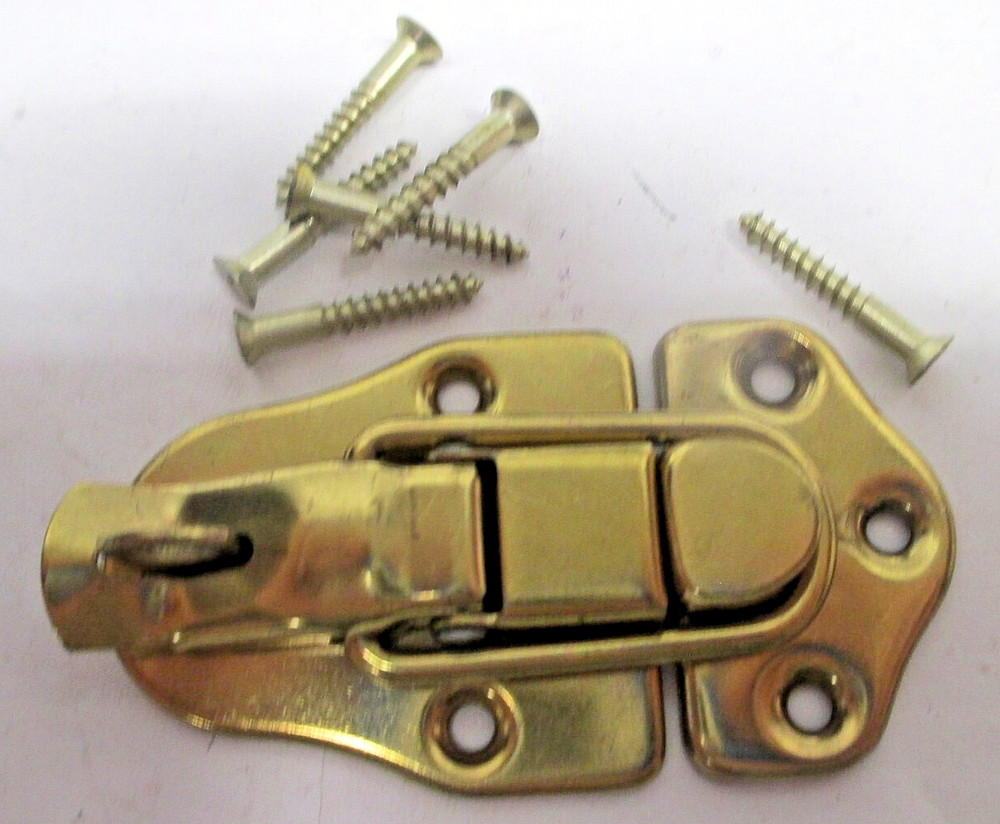 Vintage 3-1/4" Spring Loaded, Brass Plated, Draw Catch Latch - for Tool Box
