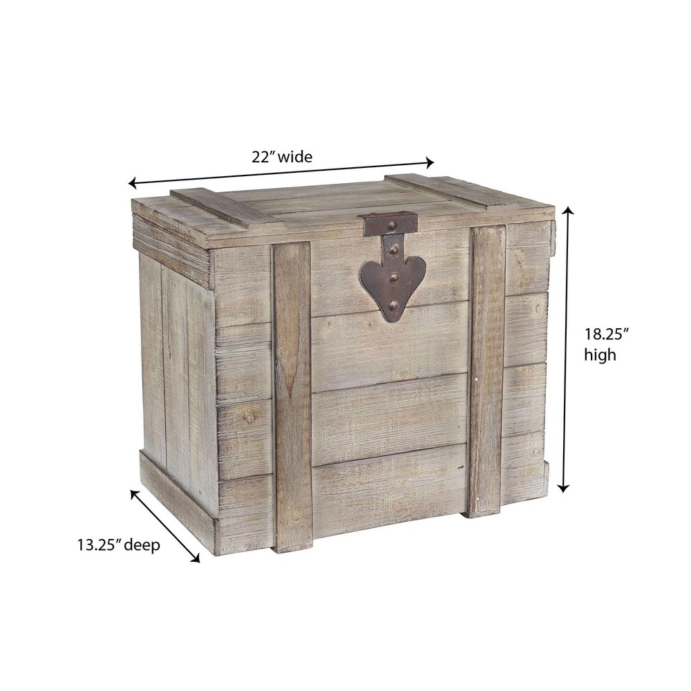 White Washed Rustic Decorative Wooden Trunk, Medium