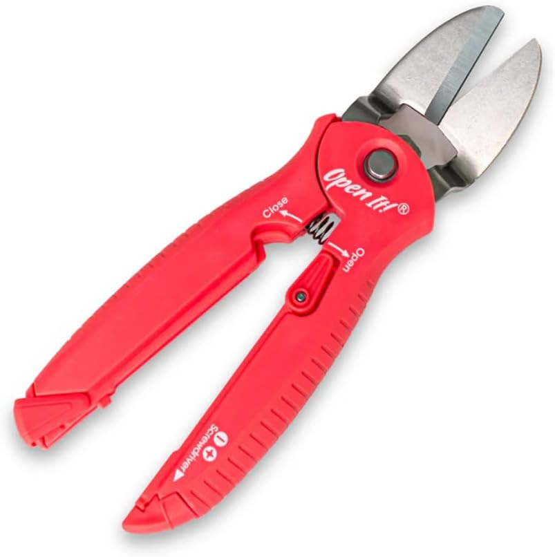 Open-It! All-In-One Multi Tool with Heavy-Duty Scissors, Box Cutter, Screwdriver