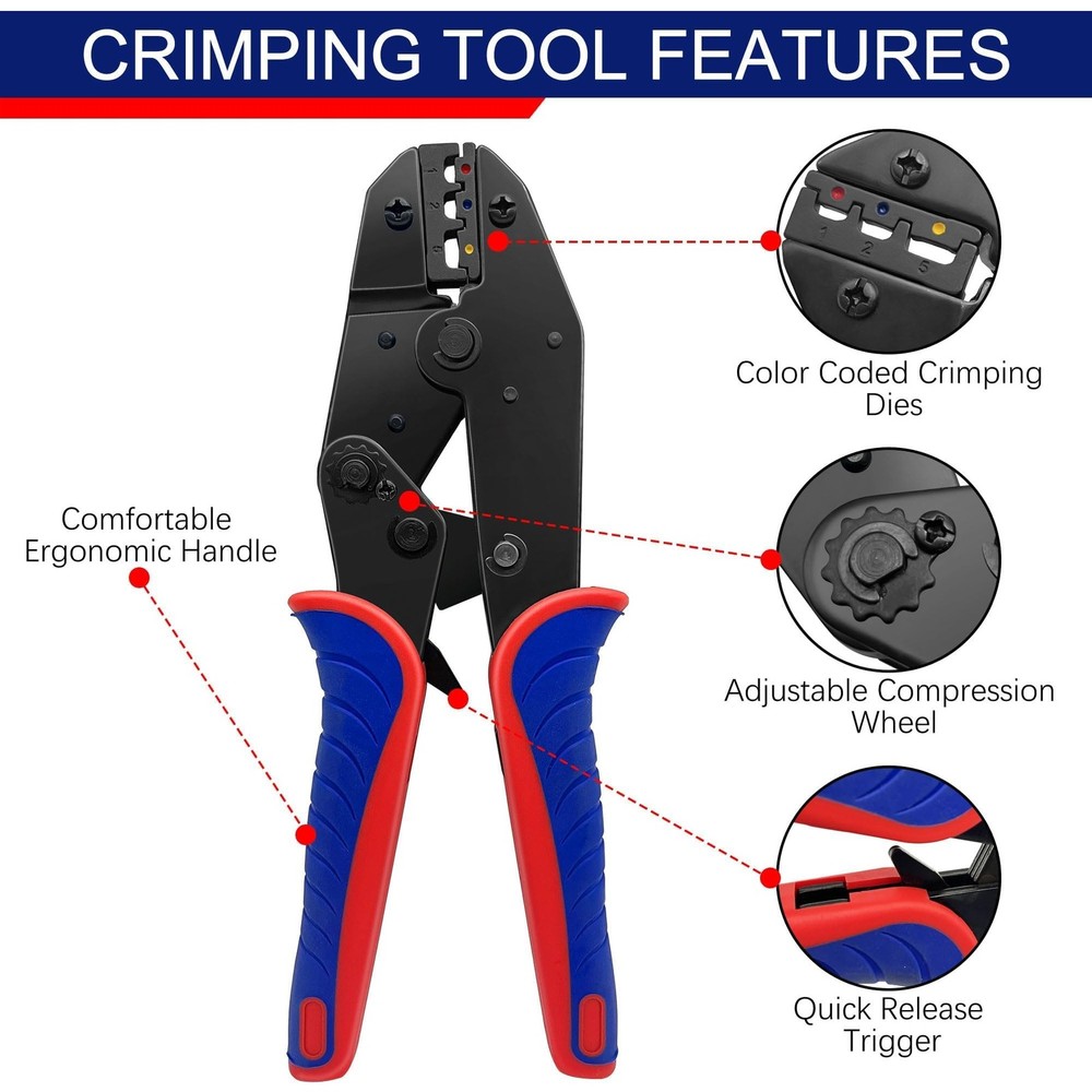 Herramienta De Engarce Con Doscientos Diez Conectores De Cable De Lujo