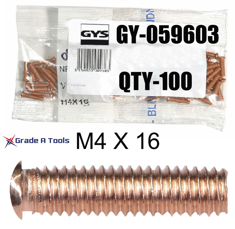 GYS Steel welding Stud - M4-X 16mm Dent Pulling Fine Threaded Stud Pins