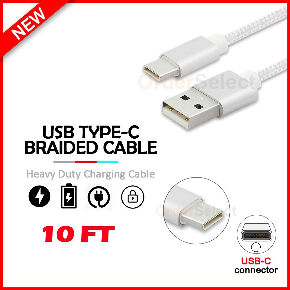 10' USB Type-C Thick Charger Cable for Samsung Galaxy Tab S6 Lite 10.4/S7 FE