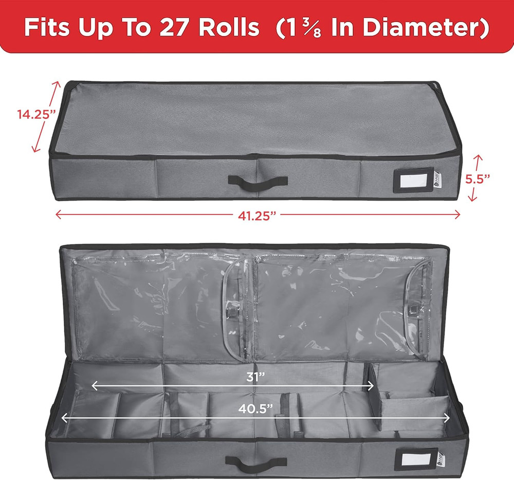 Premium Wrapping Paper Storage Container - Durable 600D Tear-Proof, Fits 27 Roll