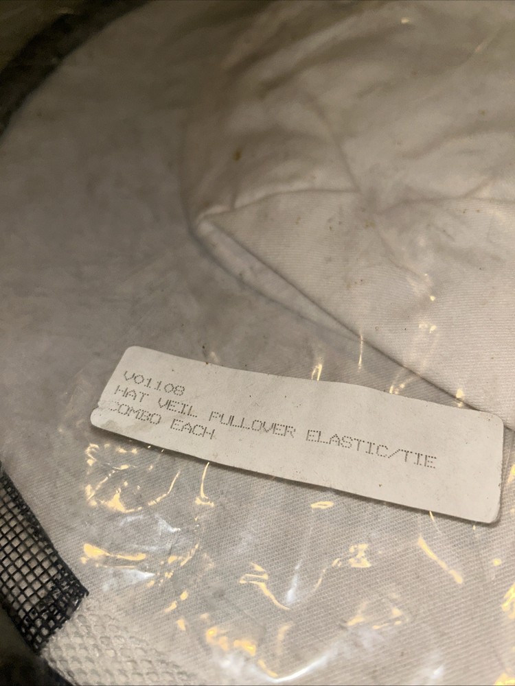 Dadant & Sons Bee Keeper White Head Gear Hat Vail Pullover Elastic/Tie