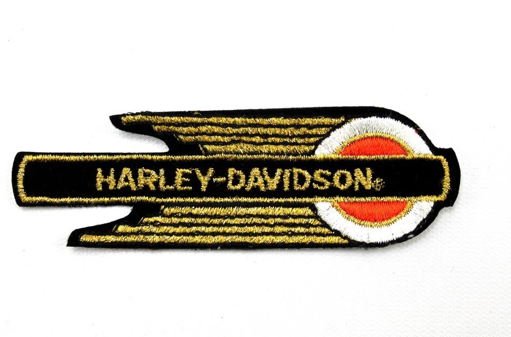 Vintage Harley Davidson Fireball Knucklehead Flying Wheel Gold Stitch Patch