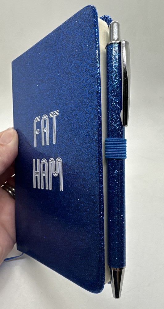 Fat Ham Broadway Inspired Blue Glitter Small Journal & Pen NEW