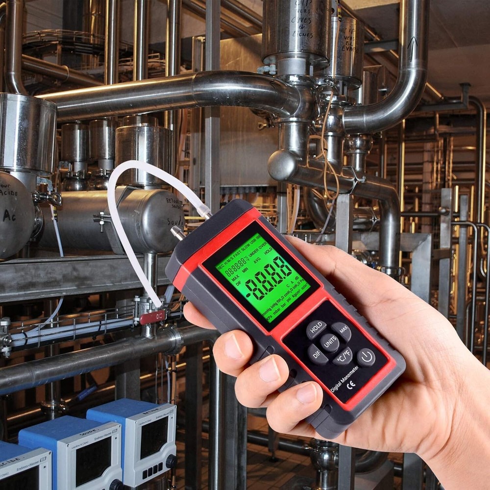 Advanced Digital Gas Pressure Tester with Multiple Units - Durable Rubber Design